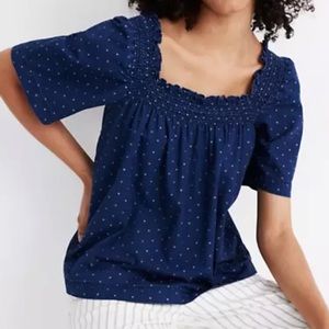 L Madewell  Square Neck Smocked Neck Tiny Hearts